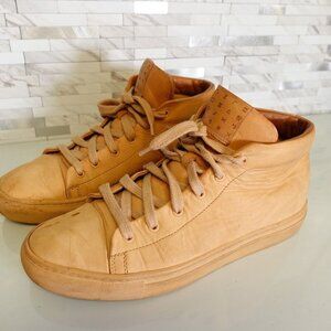 Tan Leather Sneakers Womens 10 Mens 7 Gorpcore Mid Top LOST IN‎ SEASON Bespoke